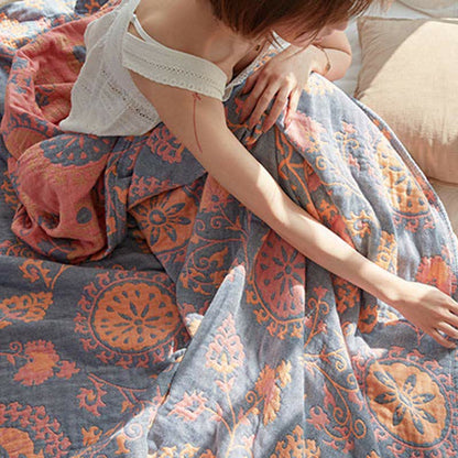 Reversible Cotton Quilt Colorful Flower Print - image 9