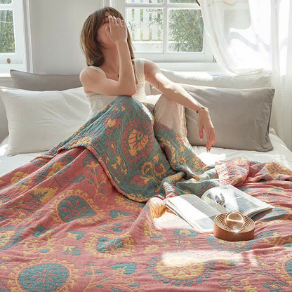 Reversible Cotton Quilt Colorful Flower Print - image 7