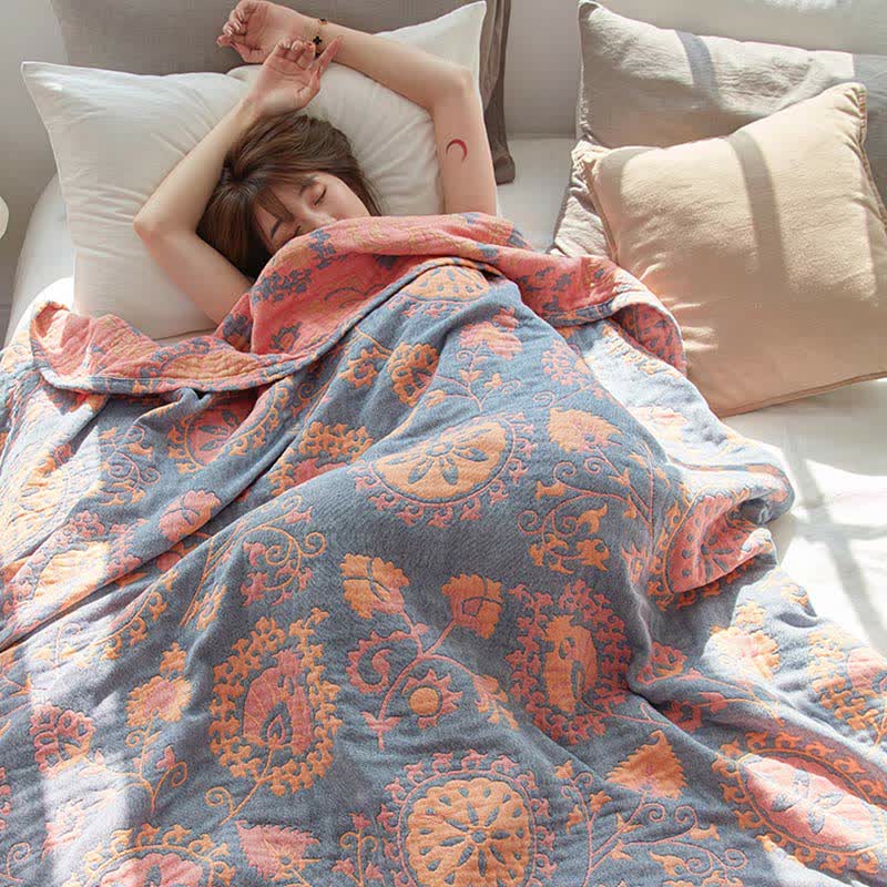 Reversible Cotton Quilt Colorful Flower Print - image 10