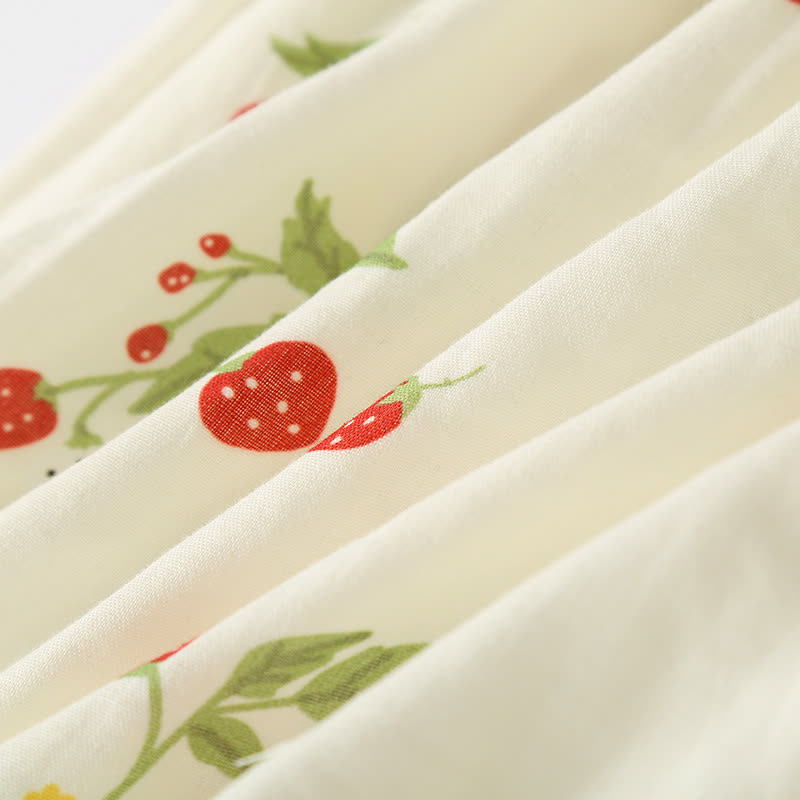 Strawberry Print Cotton Gauze Pajama Set - image 4
