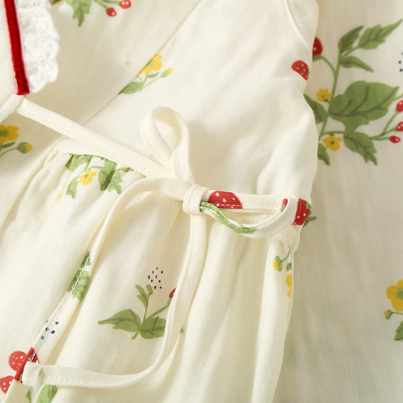 Strawberry Print Cotton Gauze Pajama Set - image 2