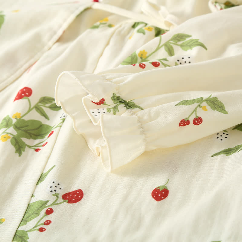 Strawberry Print Cotton Gauze Pajama Set - image 3