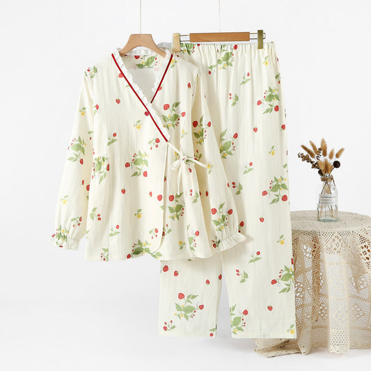 Strawberry Print Cotton Gauze Pajama Set - XXL - image 0