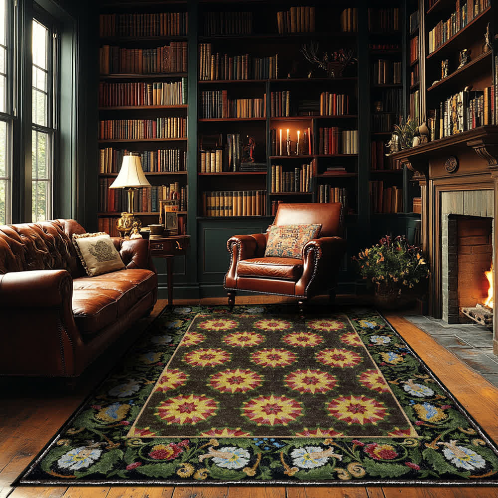 Floral Water Resistant Washable Anti-slip Area Rug - 60" x 96" - image 0