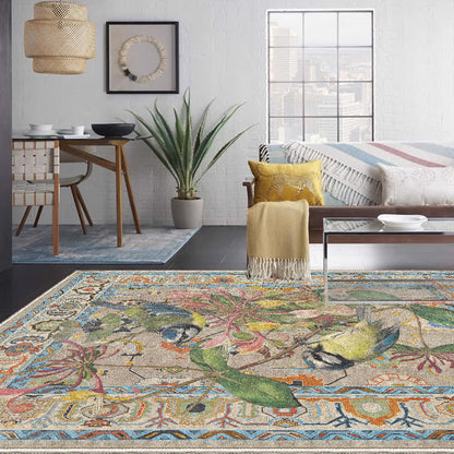Floral Bird Water Resistant Washable Area Rug - 60" x 96" - image 0