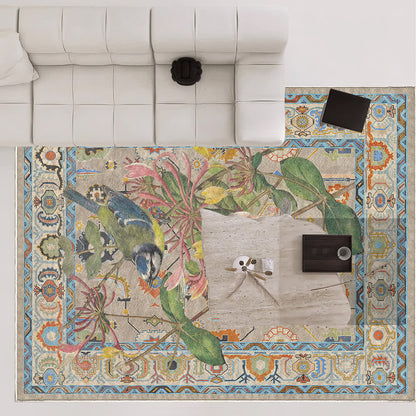 Floral Bird Water Resistant Washable Area Rug - image 2