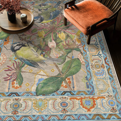 Floral Bird Water Resistant Washable Area Rug - image 3
