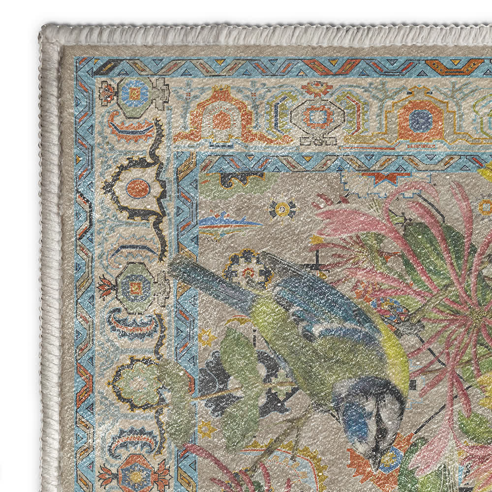 Floral Bird Water Resistant Washable Area Rug - image 5