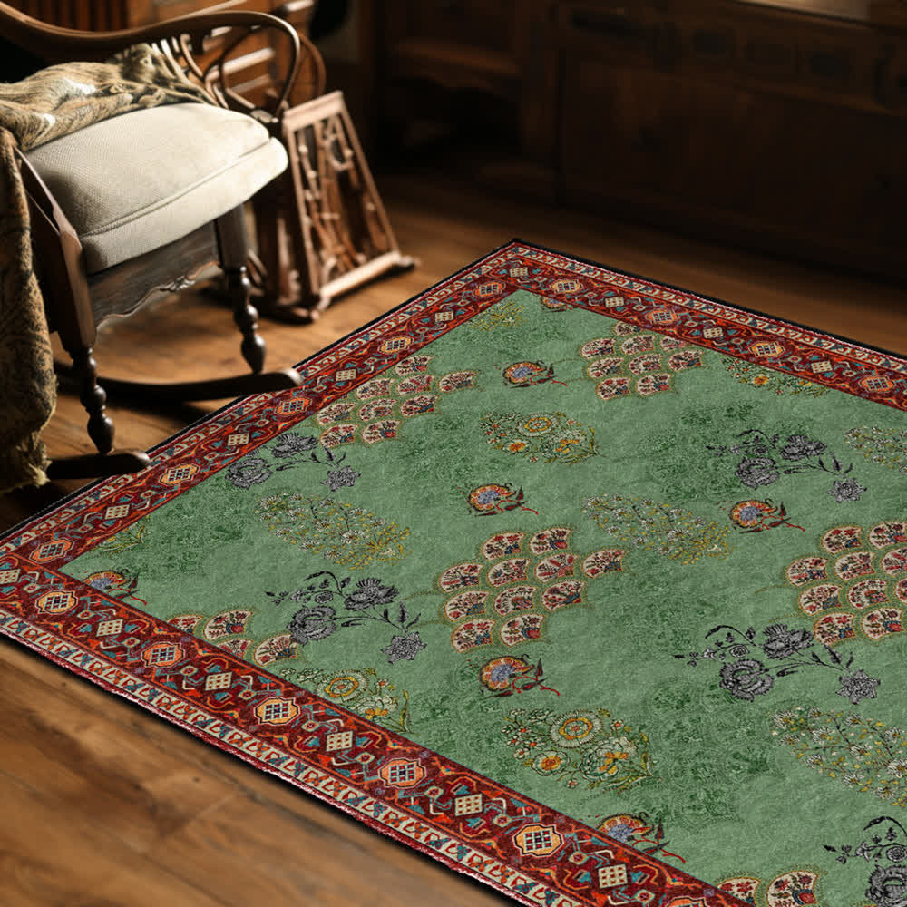 Washable Vintage Floral Anti-slip Area Rug - image 2