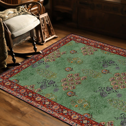 Washable Vintage Floral Anti-slip Area Rug - image 2