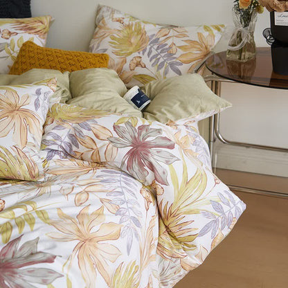 Leaf Print Cotton Sheet Bedding Set(4PCS) - image 3