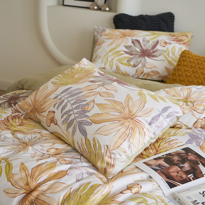Leaf Print Cotton Sheet Bedding Set(4PCS) - image 4