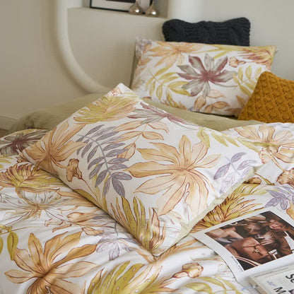 Leaf Print Cotton Sheet Bedding Set(4PCS) - image 4