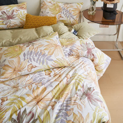 Leaf Print Cotton Sheet Bedding Set(4PCS) - image 2