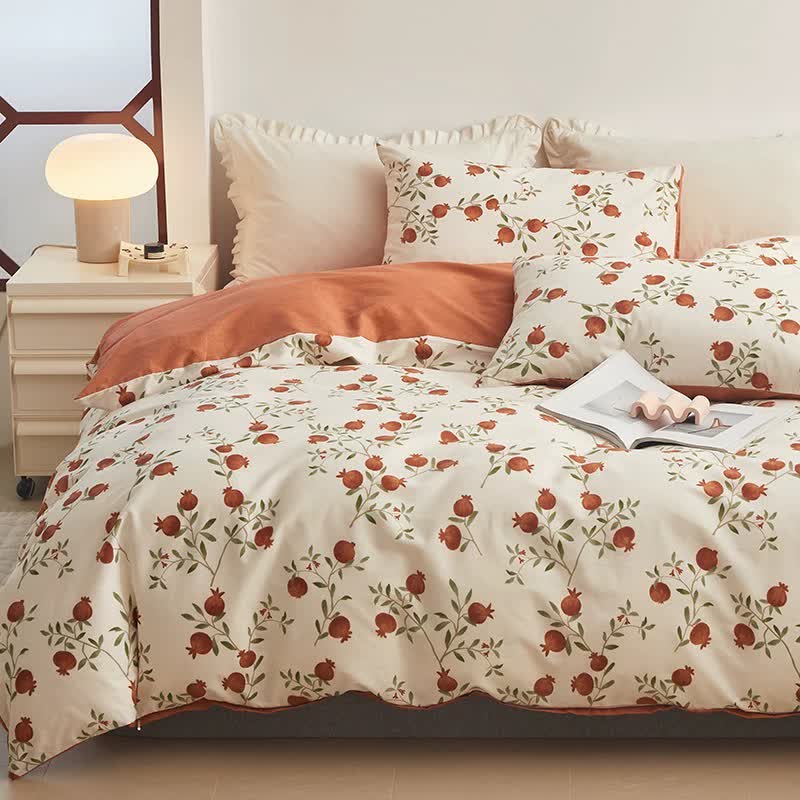 Pomegranate Print Cotton Bedding Set(4PCS) - Duvet Cover - King - image 1