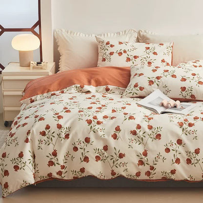 Pomegranate Print Cotton Bedding Set(4PCS) - Duvet Cover - King - image 1