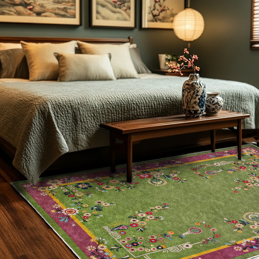 Durable Vintage Floral Anti-slip Area Rug  - image 3