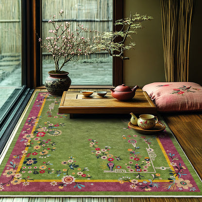 Durable Vintage Floral Anti-slip Area Rug  - image 1