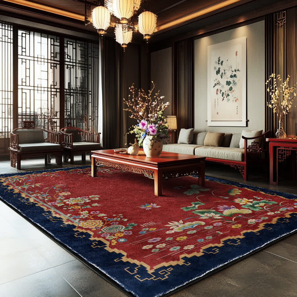 Vintage Lotus Washable Durable Anti-slip Area Rug  - image 2