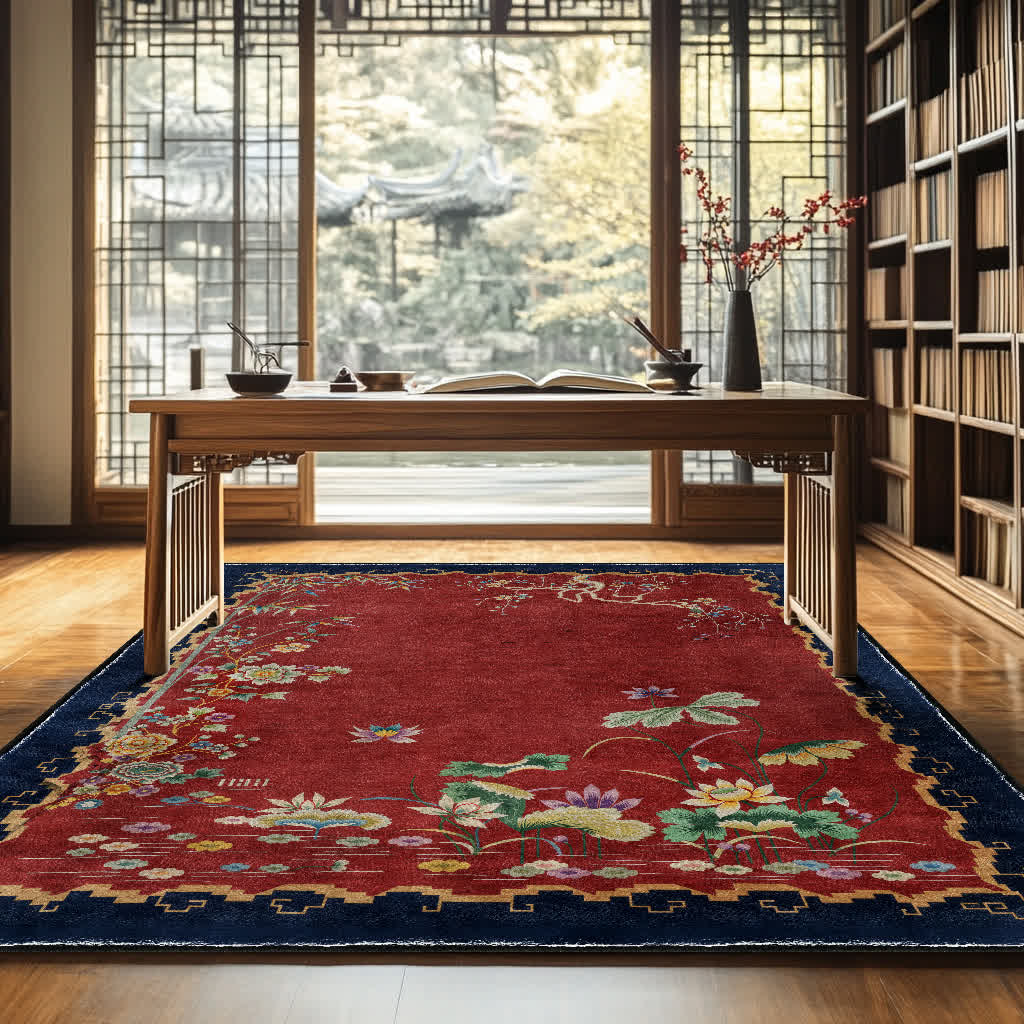 Vintage Lotus Washable Durable Anti-slip Area Rug  - image 1