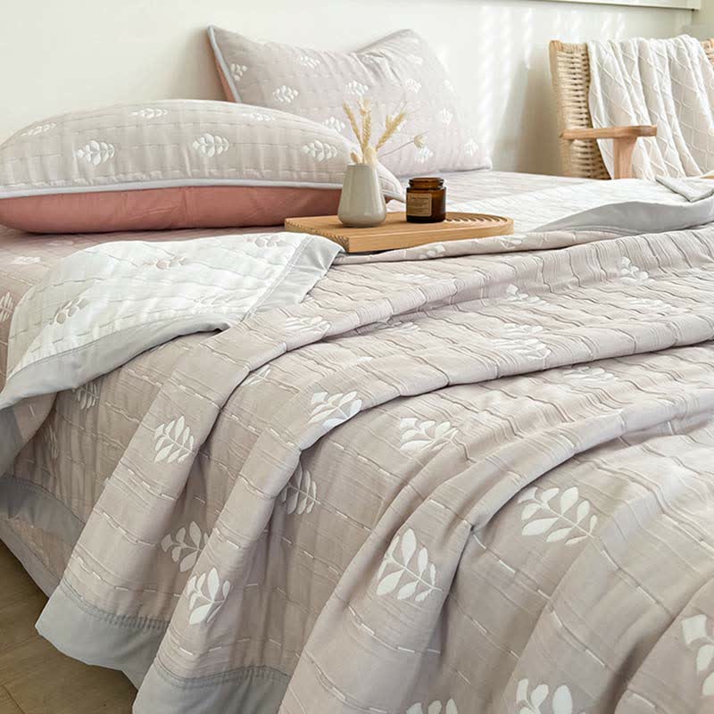 Leaf Pattern Jacquard Soft Coverlet - image 1