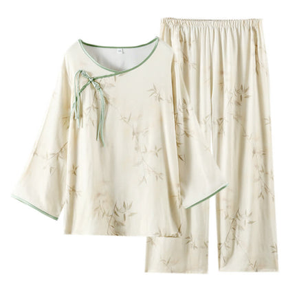 Vintage Bamboo Print Bamboo Fiber Pajama Set - image 14