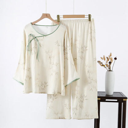 Vintage Bamboo Print Bamboo Fiber Pajama Set - XL - image 0