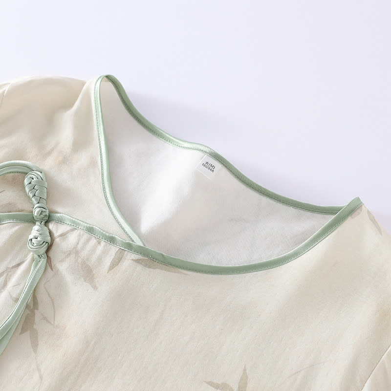 Vintage Bamboo Print Bamboo Fiber Pajama Set - image 5