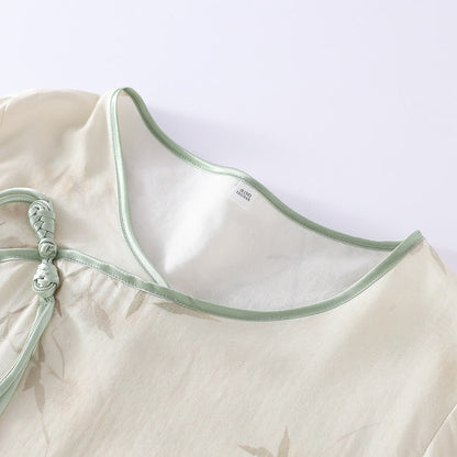 Vintage Bamboo Print Bamboo Fiber Pajama Set - image 5