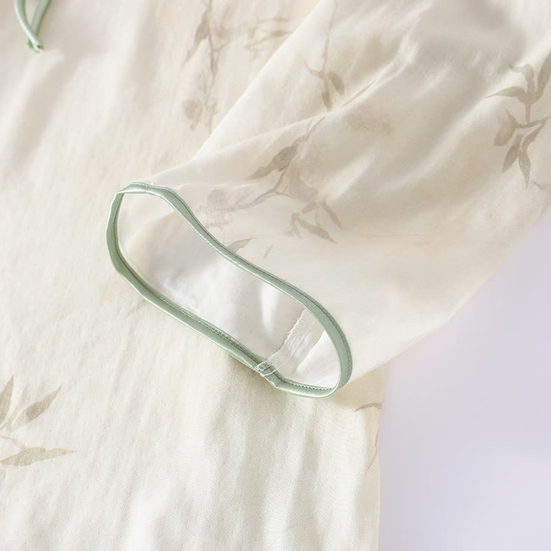 Vintage Bamboo Print Bamboo Fiber Pajama Set - image 7