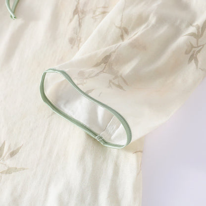 Vintage Bamboo Print Bamboo Fiber Pajama Set - image 7