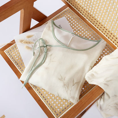 Vintage Bamboo Print Bamboo Fiber Pajama Set - image 4