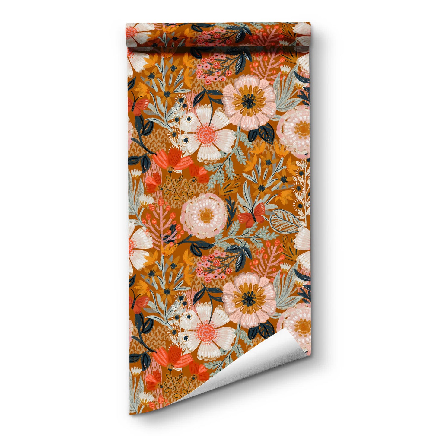 Elegant Floral DIY Peel and Stick Decorative Wallpaper - Orange - 2Rolls - 18" x 118" - image 14