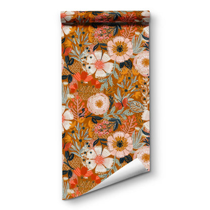 Elegant Floral DIY Peel and Stick Decorative Wallpaper - Orange - 2Rolls - 18" x 118" - image 14