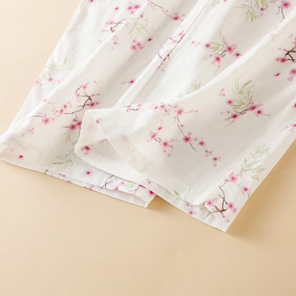 Vintage Plum Blossom Print Bamboo Cotton Pajama Set - image 11