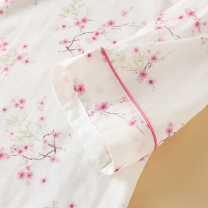 Vintage Plum Blossom Print Bamboo Cotton Pajama Set - image 6