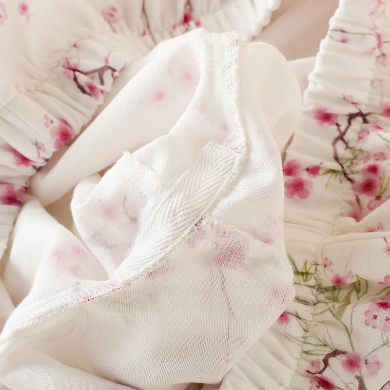 Vintage Plum Blossom Print Bamboo Cotton Pajama Set - image 10