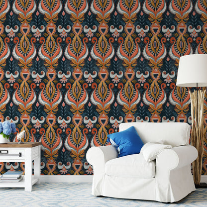 Removable Extoic Peel and Stick Decorative Wallpaper - Dark Blue - 2Rolls - 18" x 118" - image 8