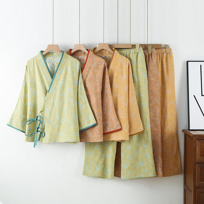 Vintage Cotton Gauze Loose Tie Loungewear Set - image 0