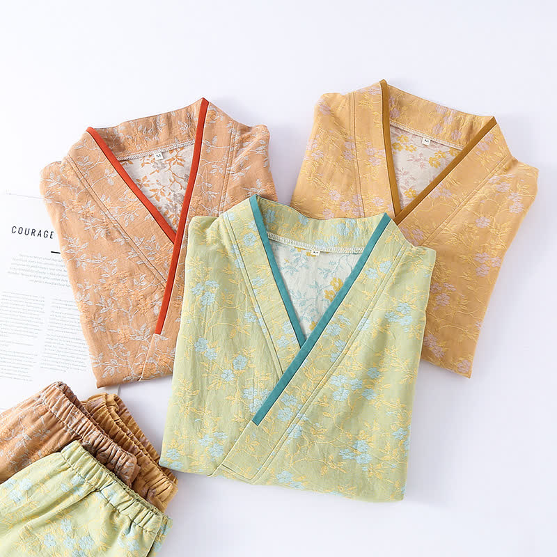 Vintage Cotton Gauze Loose Tie Loungewear Set - image 1
