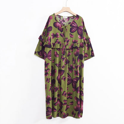 Plus Size Round Neck Butterfly Print Nightgown - image 9