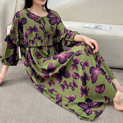 Plus Size Round Neck Butterfly Print Nightgown - image 5