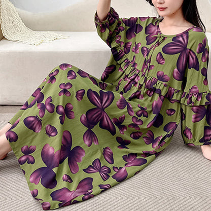 Plus Size Round Neck Butterfly Print Nightgown - image 4