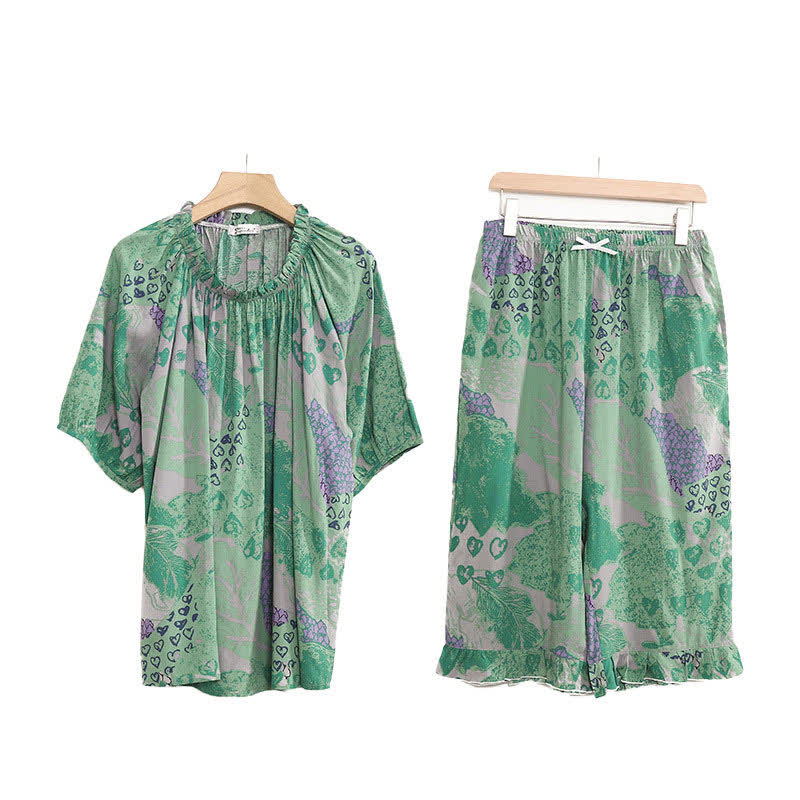 Plus Size Retro Round Neck Loungewear Set - image 7
