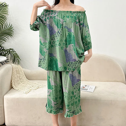Plus Size Retro Round Neck Loungewear Set - image 1