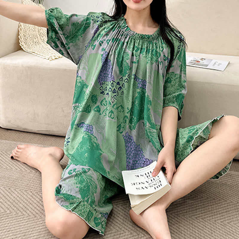 Plus Size Retro Round Neck Loungewear Set - image 6