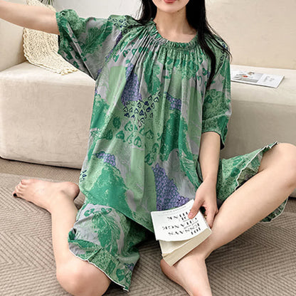 Plus Size Retro Round Neck Loungewear Set - image 6