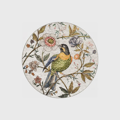 Floral Bird Round-shaped Indoor Outdoor Rug  - image 2