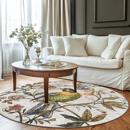Floral Bird Round-shaped Indoor Outdoor Rug  - 61" x 61" - image 0