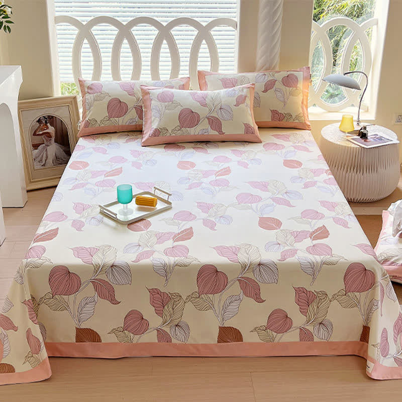 Muted Leaf Pattern Cotton Coverlet - Coverlet with 2PCS Pillowcases - King - image 1